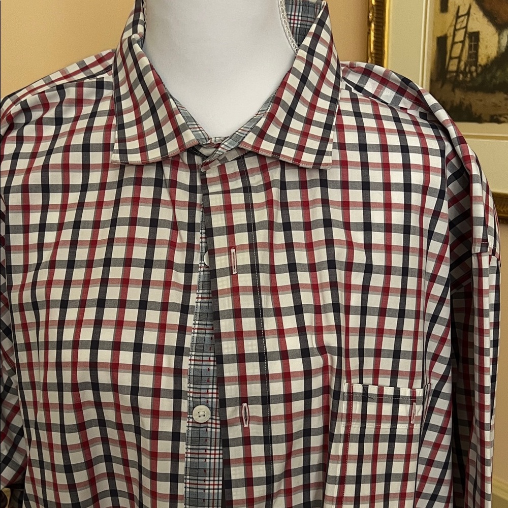 Nat Nast Luxury Originals brand Men's Checkered Shirt - Red, Blue White